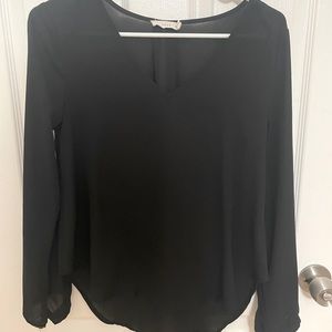 Lush Long Sleeve V Neck Blouse